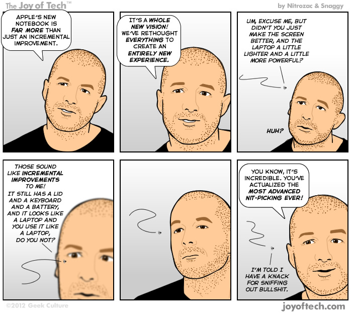 The Joy of Tech comic, ... Sir Jony hears a Who?