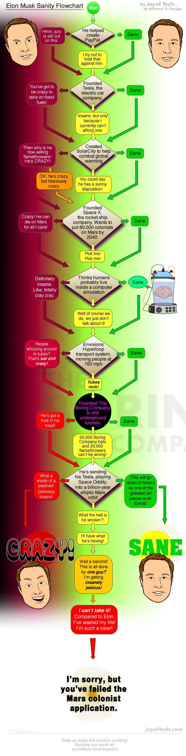 Elon Musk sanity flowchart